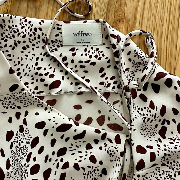 Wilfred Aritzia Only Ruched Slip Dress Birch Bitter Chocolate Leopard Print XS - Picture 8 of 8